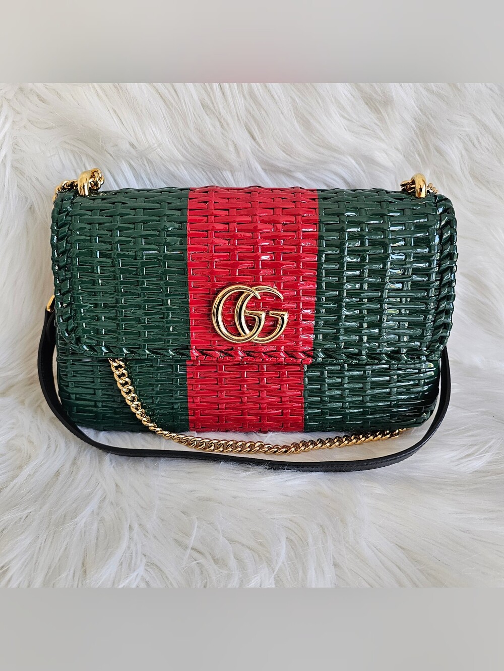 ♥️ 💚 Gucci Marmont Wicker Flap Bag 💚♥️